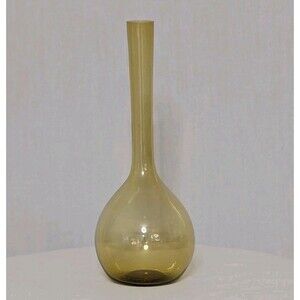 Gullaskruf Sweden Art Glass Arthur Percy Amber Onion Bottle 12" Vase Mid-Century